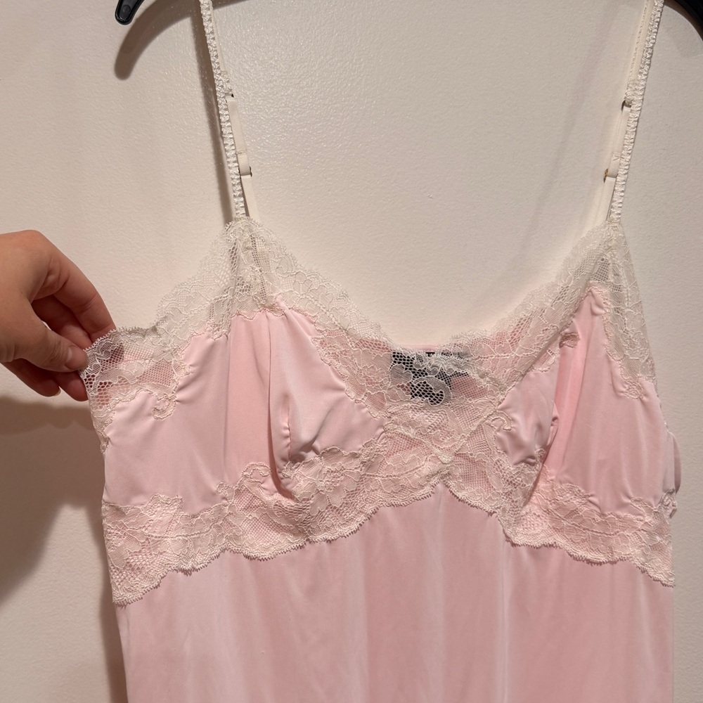 Natori Womens Teddy Silky Lingerie Romper Large L Pink Lace Trim Romantic Femini - Picture 5 of 9